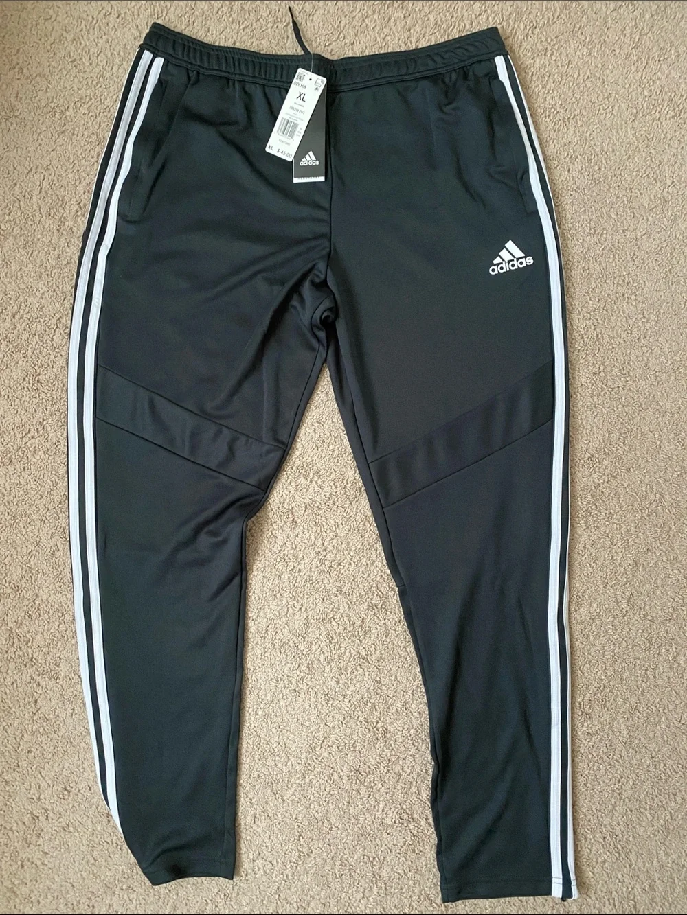 adidas Black Joggers with White Side Stripes